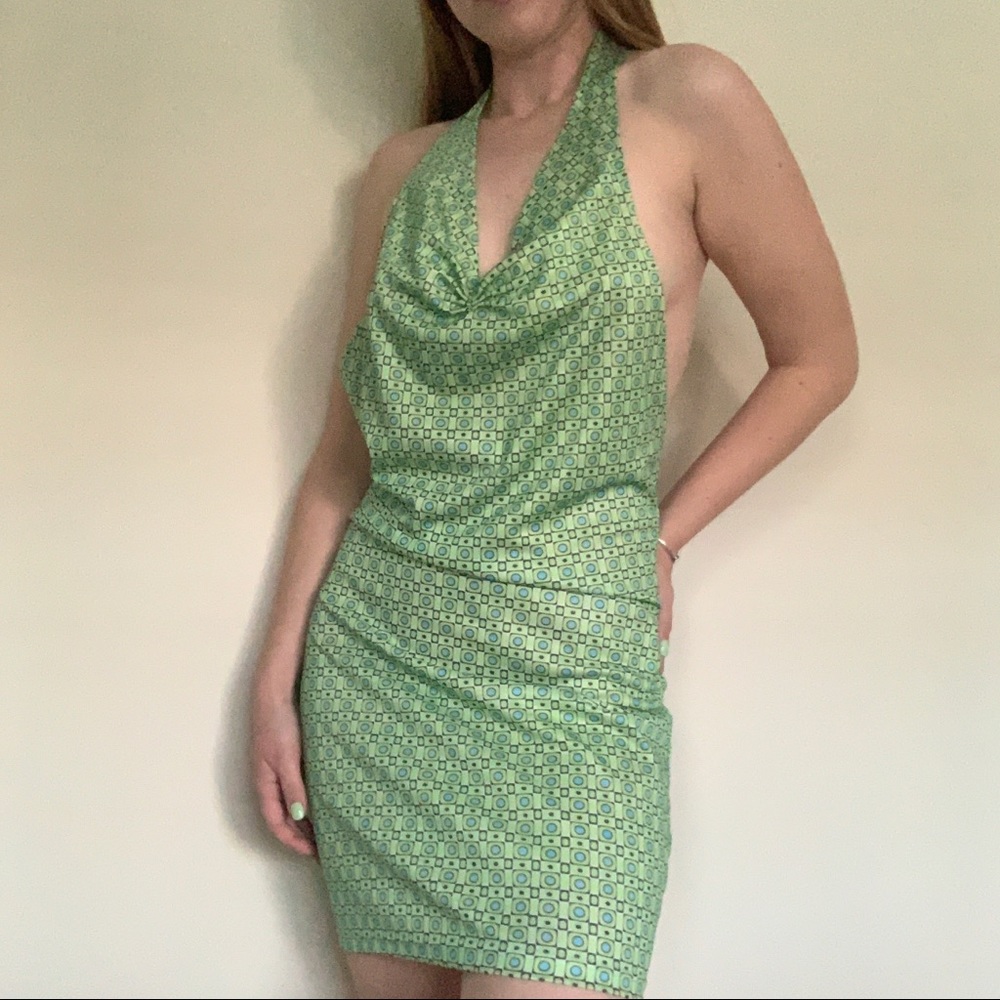 1960s geometric halter dress